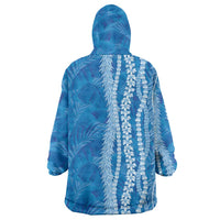 Hawaii Prince Kuhio Wearable Blanket Hoodie Blue Hawaiian Lau Maia With Leis