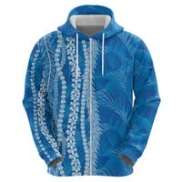 Hawaii Prince Kuhio Zip Hoodie Blue Hawaiian Lau Maia With Leis