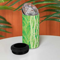 Hawaii Prince Kuhio 4 in 1 Can Cooler Tumbler Lime Green Hawaiian Lau Maia With Leis