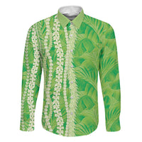 Hawaii Prince Kuhio Family Matching Summer Maxi Dress and Hawaiian Shirt Lime Green Hawaiian Lau Maia With Leis
