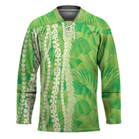 Hawaii Prince Kuhio Hockey Jersey Lime Green Hawaiian Lau Maia With Leis LT05 Unisex Green - Polynesian Pride