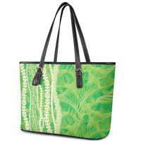Hawaii Prince Kuhio Leather Tote Bag Lime Green Hawaiian Lau Maia With Leis