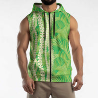 Hawaii Prince Kuhio Sleeveless Zip Hoodie Lime Green Hawaiian Lau Maia With Leis