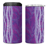 Hawaii Prince Kuhio 4 in 1 Can Cooler Tumbler Violet Hawaiian Lau Maia With Leis