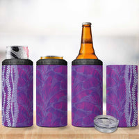 Hawaii Prince Kuhio 4 in 1 Can Cooler Tumbler Violet Hawaiian Lau Maia With Leis