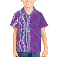 Hawaii Prince Kuhio Family Matching Short Sleeve Bodycon Dress and Hawaiian Shirt Violet Hawaiian Lau Maia With Leis