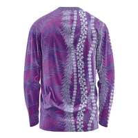 Hawaii Prince Kuhio Long Sleeve Shirt Violet Hawaiian Lau Maia With Leis LT05 - Polynesian Pride