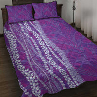 Hawaii Prince Kuhio Quilt Bed Set Violet Hawaiian Lau Maia With Leis LT05 Violet - Polynesian Pride