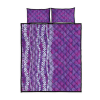 Hawaii Prince Kuhio Quilt Bed Set Violet Hawaiian Lau Maia With Leis LT05 - Polynesian Pride