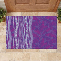 Hawaii Prince Kuhio Rubber Doormat Violet Hawaiian Lau Maia With Leis LT05 Violet - Polynesian Pride
