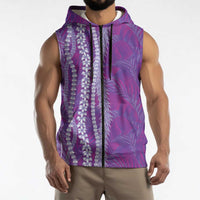 Hawaii Prince Kuhio Sleeveless Zip Hoodie Violet Hawaiian Lau Maia With Leis