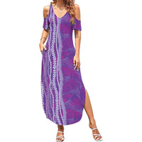 Hawaii Prince Kuhio Summer Maxi Dress Violet Hawaiian Lau Maia With Leis