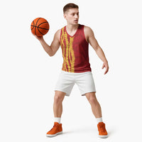 Hawaii Prince Kuhio Basketball Jersey Red Hawaiian Lau Maia With Leis LT05 - Polynesian Pride