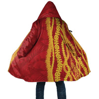 Hawaii Prince Kuhio Cloak Red Hawaiian Lau Maia With Leis LT05 Unisex Red - Polynesian Pride