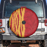 Hawaii Prince Kuhio Spare Tire Cover Red Hawaiian Lau Maia With Leis