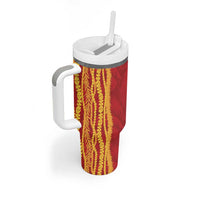 Hawaii Prince Kuhio Tumbler With Handle Red Hawaiian Lau Maia With Leis