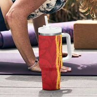 Hawaii Prince Kuhio Tumbler With Handle Red Hawaiian Lau Maia With Leis