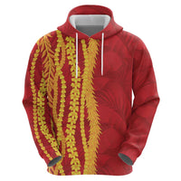Hawaii Prince Kuhio Zip Hoodie Red Hawaiian Lau Maia With Leis