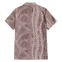 Hawaii Prince Kuhio Family Matching Long Sleeve Bodycon Dress and Hawaiian Shirt Mocha Hawaiian Lau Maia With Leis