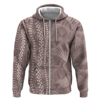 Hawaii Prince Kuhio Hoodie Mocha Hawaiian Lau Maia With Leis LT05 Zip Hoodie Mocha - Polynesian Pride