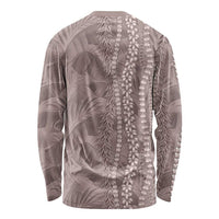 Hawaii Prince Kuhio Long Sleeve Shirt Mocha Hawaiian Lau Maia With Leis