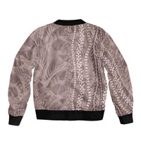 Hawaii Prince Kuhio Sleeve Zip Bomber Jacket Mocha Hawaiian Lau Maia With Leis LT05 - Polynesian Pride