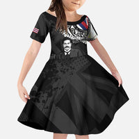 Personalised Hawaii Prince Kuhio Family Matching Off Shoulder Maxi Dress and Hawaiian Shirt Hawaiian Maile Lei