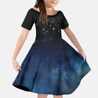 New Zealand Matariki Family Matching Tank Maxi Dress and Hawaiian Shirt Pleiades Star Cluster Blue Galaxy LT05 Daughter's Dress Blue - Polynesian Pride