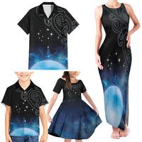 New Zealand Matariki Family Matching Tank Maxi Dress and Hawaiian Shirt Pleiades Star Cluster Blue Galaxy LT05 - Polynesian Pride