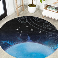 New Zealand Matariki Round Carpet Pleiades Star Cluster Blue Galaxy LT05 Blue - Polynesian Pride