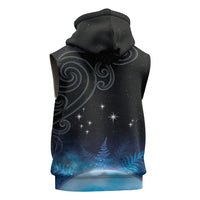 New Zealand Matariki Sleeveless Hoodie Pleiades Star Cluster Blue Galaxy