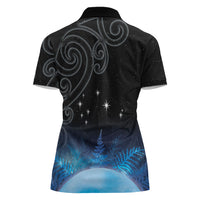 New Zealand Matariki Women Polo Shirt Pleiades Star Cluster Blue Galaxy