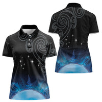 New Zealand Matariki Women Polo Shirt Pleiades Star Cluster Blue Galaxy