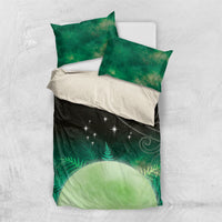 New Zealand Matariki Bedding Set Pleiades Star Cluster Green Galaxy LT05 US Twin 172cm x 218cm Green - Polynesian Pride