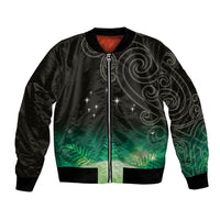 New Zealand Matariki Bomber Jacket Pleiades Star Cluster Green Galaxy LT05 Unisex Green - Polynesian Pride