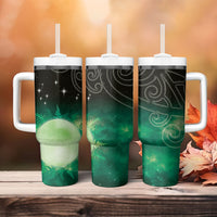 New Zealand Matariki Tumbler With Handle Pleiades Star Cluster Green Galaxy LT05 - Polynesian Pride