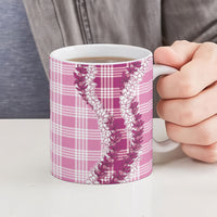 Pink Hawaii Palaka Ceramic Mug Hawaiian Honohono Lei