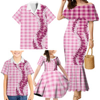 Pink Hawaii Palaka Family Matching Mermaid Dress and Hawaiian Shirt Hawaiian Honohono Lei LT05 - Polynesian Pride