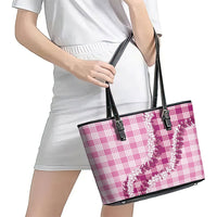 Pink Hawaii Palaka Leather Tote Bag Hawaiian Honohono Lei