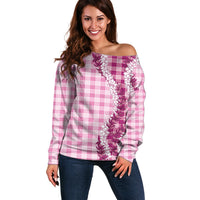 Pink Hawaii Palaka Off Shoulder Sweater Hawaiian Honohono Lei