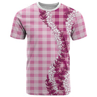 Pink Hawaii Palaka T Shirt Hawaiian Honohono Lei