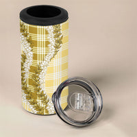 Yellow Hawaii Palaka 4 in 1 Can Cooler Tumbler Hawaiian Honohono Lei
