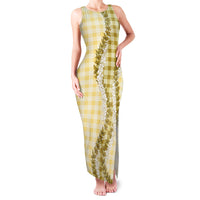 Yellow Hawaii Palaka Family Matching Tank Maxi Dress and Hawaiian Shirt Hawaiian Honohono Lei LT05 Mom's Dress Yellow - Polynesian Pride