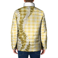 Yellow Hawaii Palaka Padded Jacket Hawaiian Honohono Lei