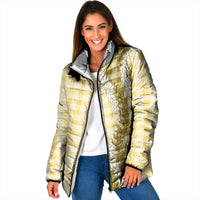 Yellow Hawaii Palaka Padded Jacket Hawaiian Honohono Lei