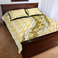Yellow Hawaii Palaka Quilt Bed Set Hawaiian Honohono Lei