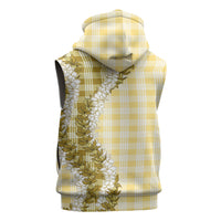 Yellow Hawaii Palaka Sleeveless Zip Hoodie Hawaiian Honohono Lei