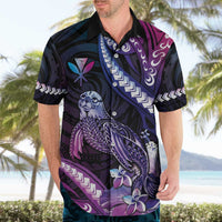 Hawaiian Monk Seal Hawaiian Shirt Kakau Tribal Pattern Violet Gradient