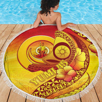 Vanuatu 46 Yia Indipendens Anivesari Beach Blanket Tamtam Drum With Boar Tusk LT05 - Polynesian Pride