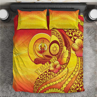 Vanuatu 46 Yia Indipendens Anivesari Bedding Set Tamtam Drum With Boar Tusk LT05 Yellow - Polynesian Pride